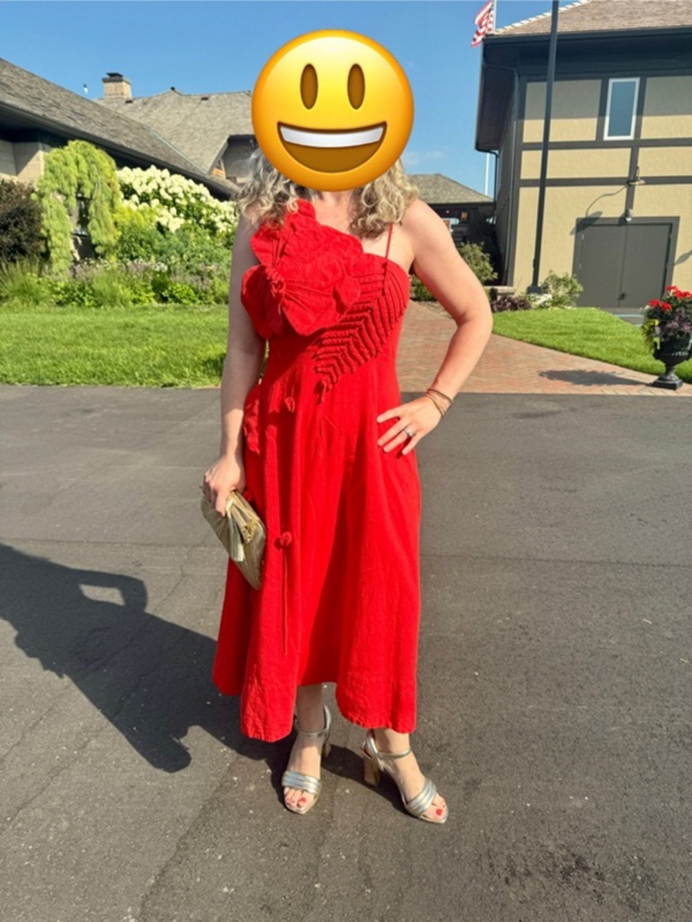 FARM Rio Red Spaghetti-Strap Midi Dress with Floral Detail - Picture 9 of 13